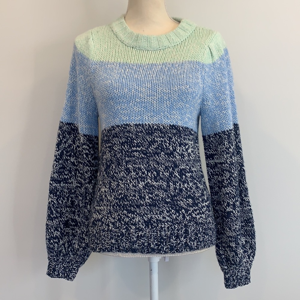 525 Colorblock Balloon Sleeve sweater